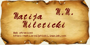 Matija Mileticki vizit kartica